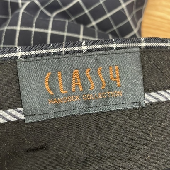 Classy Handock lightweight canvas window grids print navy trousers - Picture 8 of 9